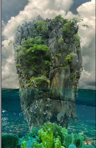 Message in a Bottle, bottle splashing in waves, Rough Water Surface, copy space, james bond island, close up of water wave, bubbles, tropic landscape, sea, ocean corals, seascape photomanipulation.